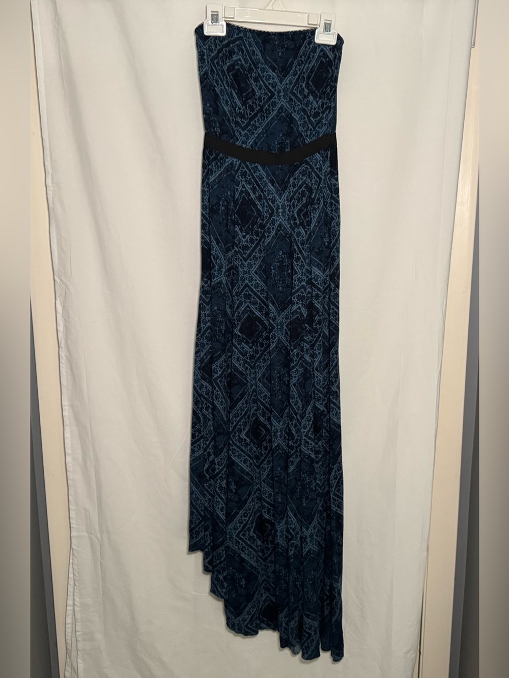 Urban Outfitters Ecote Rosarita Strapless Maxi Dress XS Blue Geometric